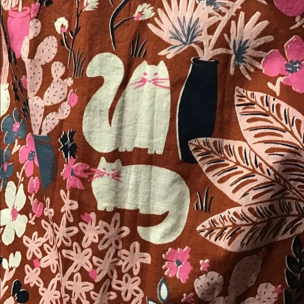 kate spade Floral Midi Dress in Pink, Brown & Blue
